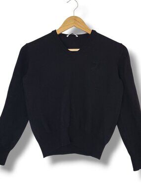 Authentic Versace Medusa Head Wool V Neck Light Knit Sweater Black Fits Size S